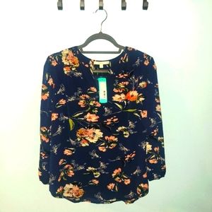 Navy Floral Boho Top - Size M